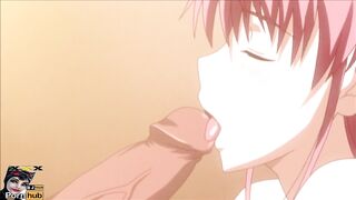 REDHEAD BLOWJOB CUM MOUTH Big Tis HENTAI Sucks Cock and Strokes it till Cum, Anime Fellatio Suckoff