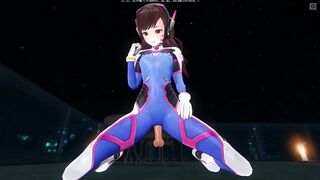 3D HENTAI POV DVA in Tight Suit Rides your Cock