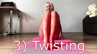 Yoga Quarantine Workout in Peach Shiny Pantyhose