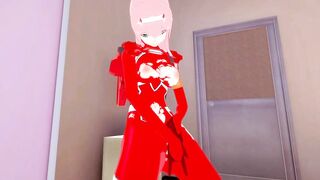 Zero two в экзоскелете ласкает свою киску трясётся и кончает | женсая раздевалка [3d Hentai]