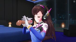3D HENTAI D.VA Jerks off your Cock in the Penthouse
