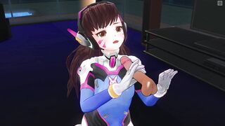 3D HENTAI D.VA Jerks off your Cock in the Penthouse