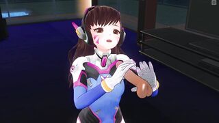 3D HENTAI D.VA Jerks off your Cock in the Penthouse