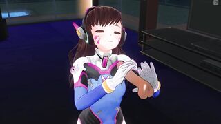 3D HENTAI D.VA Jerks off your Cock in the Penthouse