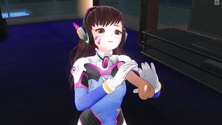3D HENTAI D.VA Jerks off your Cock in the Penthouse
