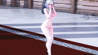 Mmd R18 Haku the Nun with Silver Hair Pussy Masturbate Fap Challenge