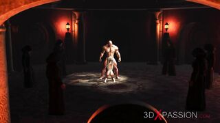 A sexy blonde gets fucked hard by big man in a castle