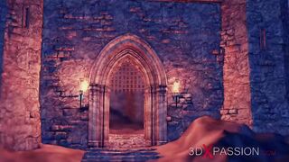 A sexy blonde gets fucked hard by big man in a castle