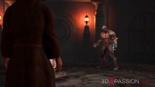 A sexy blonde gets fucked hard by big man in a castle