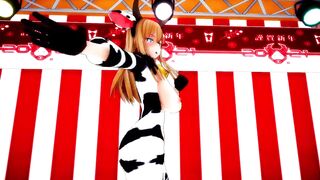 Mmd Bismarck Cow Girl Outfit and Shaved Pussy Fap Challenge during Public Concert
