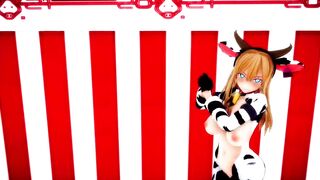 Mmd Bismarck Cow Girl Outfit and Shaved Pussy Fap Challenge during Public Concert