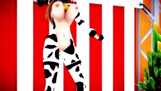Mmd Bismarck Cow Girl Outfit and Shaved Pussy Fap Challenge during Public Concert