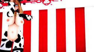 Mmd Bismarck Cow Girl Outfit and Shaved Pussy Fap Challenge during Public Concert