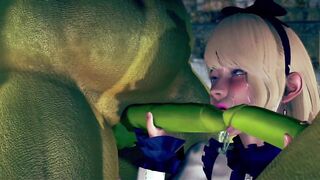 Beautiful Princess Threesome with Big Monsters in Public