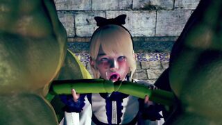 Beautiful Princess Threesome with Big Monsters in Public