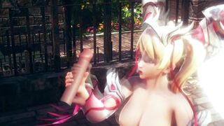 3D HENTAI OVERWATCH Mercy Jerking off your Cock
