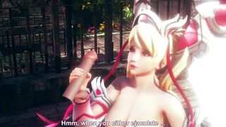 3D HENTAI OVERWATCH Mercy Jerking off your Cock