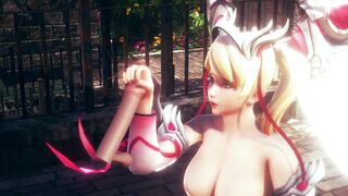 3D HENTAI OVERWATCH Mercy Jerking off your Cock