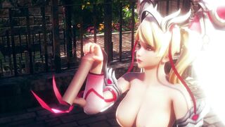 3D HENTAI OVERWATCH Mercy Jerking off your Cock