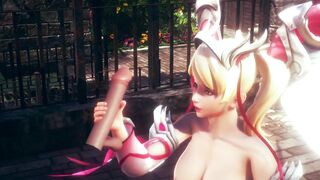 3D HENTAI OVERWATCH Mercy Jerking off your Cock