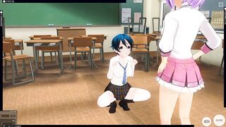 3D HENTAI Schoolgirl Watches her Girlfriend Moan with Pleasure