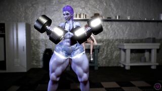 Widowmaker Works out (Muscle Growth Animation)