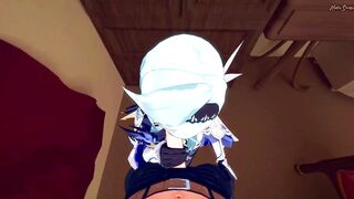 Eula gives you a POV blowjob then gets creampied. Genshin