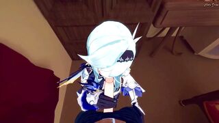 Eula gives you a POV blowjob then gets creampied. Genshin