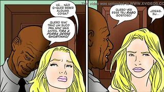 Loira Rica é Obrigada a Foder com o Porteiro Negrão