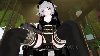 White Hair Strapped Hentai Babe Robe Doms and Steps on you Thigh High Strips down POV Lap Dance