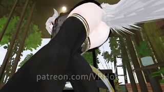 White Hair Strapped Hentai Babe Robe Doms and Steps on you Thigh High Strips down POV Lap Dance