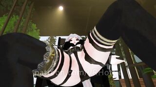 White Hair Strapped Hentai Babe Robe Doms and Steps on you Thigh High Strips down POV Lap Dance