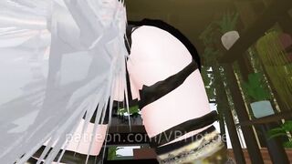 White Hair Strapped Hentai Babe Robe Doms and Steps on you Thigh High Strips down POV Lap Dance