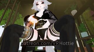 White Hair Strapped Hentai Babe Robe Doms and Steps on you Thigh High Strips down POV Lap Dance