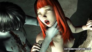 Foxy 3D Redhead Having Rough Sex with a Zombie