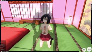 3D HENTAI Schoolgirl Jerks you off with her Breasts, Cum on Face, AHEGAO