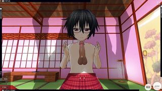 3D HENTAI Schoolgirl Jerks you off with her Breasts, Cum on Face, AHEGAO