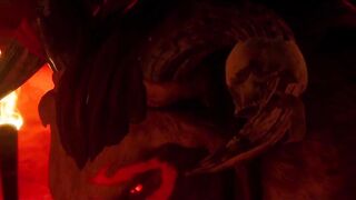 3D Demonic Minotaur Cumshots on Tribal Womans Face
