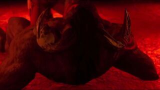 3D Demonic Minotaur Cumshots on Tribal Womans Face