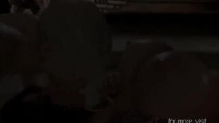 Horny blonde and her big tits girlfriend enjoying futa sex