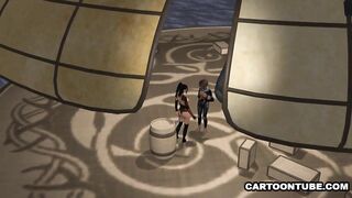 Two tasty 3D cartoon lesbians licking each other