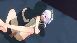 3D HENTAI the Maid came at Night for your Sperm