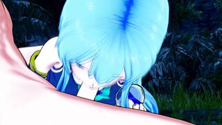 Aqua Konasuba BLOWJOB and DOGGY in Cave (3d Hentai)