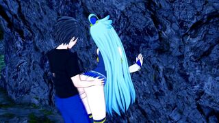 Aqua Konasuba BLOWJOB and DOGGY in Cave (3d Hentai)