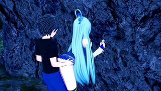 Aqua Konasuba BLOWJOB and DOGGY in Cave (3d Hentai)