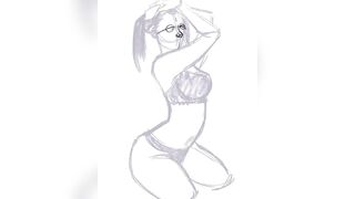 Bowsette Nude Pinup, Queen Bowser Tits out Speedpaint, Hentai Art Vertical Video