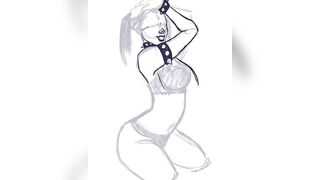 Bowsette Nude Pinup, Queen Bowser Tits out Speedpaint, Hentai Art Vertical Video