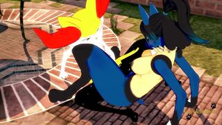 Pokemon Yuri Hentai - Braixen and Lucario make Scissors