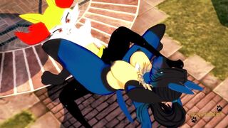 Pokemon Yuri Hentai - Braixen and Lucario make Scissors