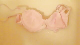 Pissing on Cup of Pink Bra!
